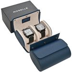 Genuine Leather Watch Roll Travel Case - Watch Roll Case For 2 Watches With Luxury Lining - Protect, Travel,Store, & Display Fine Timepieces (Blue-2 Slots)