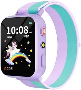 BIGGERFIVE Kids Smart Watch, Dual Camera, 30 Puzzle Games, Video & Music Player, Audiobooks, Learning Cards, Educational Toy Birthday Gifts for 4-12 Year Old Girls, Two Styles of Straps, Lilac