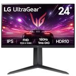 LG Ultragear Gaming Monitor 24GS65F, 24 Inch, 1080p, 180Hz, 1ms, IPS Display, HDR 10, NVIDIA G-Sync Compatible & AMD FreeSync, Smart Energy Saving, DisplayPort, HDMI