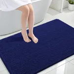 OLANLY Bathroom Rugs 44x32, Extra Soft Absorbent Chenille Bath Rugs, Rubber Backing Quick Dry, Machine Washable Bath Mats for Bathroom Floor, Tub and Shower, Home Decor Accessories, Navy