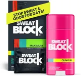 SweatBlock Antiperspirant Deodorant MAXIMUM CLINICAL STRENGTH System for Men & Women | Hyperhidrosis Aid for Excessive Sweating & Underarm Odor | 10 DRIBOOST Wipes + 1 Unisex Deodorant Stick (2.7oz)