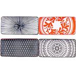 Japanese Sushi Plates set of 4, 9.7 Inch Ceramic Rectangular Sushi Platters set of, Rectangular Plates for Sushi