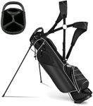 OFFICEJOY Golf Stand Bag, Portable Golf Clubs Bag w/4 Way Dividers, 4 Pockets, Adjustable Shoulder Straps, Pencil Golf Bag w/ 2 Non-Slip Stand, Lightweight Golf Bag for Men Women (Black)