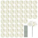 Auihiay 64 PCS Artificial Hydrangea Flowers, Silk Hydrangea Flowers Heads with Stems, Full Hydrangea Flowers for Wedding Centerpieces, Baby Shower, Home Garden Party Decor (Ivory)