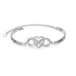 Daughter Gifts Infinity Love Heart Bracelet With Inspirational Message for Daughter from Mother Father, 925 Sterling Silver Bangle Bracelets Daughter Jewelry for Women Girls Birthday Gifts