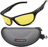 Night Driving Glasses Anti Glare - ZILLERATE Polarised Lenses Filter Dazzling Headlights, Men & Women, Yellow Tinted HD Vision Lens, Lightweight Comfortable TR90 Frame, Accessories & Stylish Hard Case