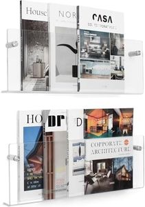 XOHYW 2 Pack Clear Acrylic Magazine Holder, Wall Mount Hanging Bookshelf Literature Storage Rack, Brochure File Display Shelf for Waiting Room, Living Room, Office, Home