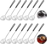 Worldity 12 Pieces Hot Pot Strainer Scoops, 2.5 Inch Stainless Steel Spider Strainer Skimmer, Hot Pot Ladle with Insulated Handle for Kitchen Cooking Frying Food