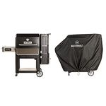 MasterBuilt MB20041320 Series Digital Charcoal Grill & Smoker Gravity Fed 1050, Black & Series Digital Charcoal Grill & Smoker Gravity Fed 1050 Cover, Black