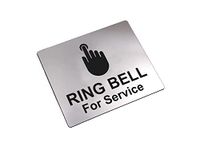 Ring Bell For Service Sign Adhesive Waterproof Sticker or Door Notice, SILVER/GOLD/BLACK engraved with Universal Icon Symbol and Text (Small Size 4.7" x 3.9") (Silver)