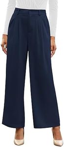 GRAPENT High Waisted Wide Leg Pants for Women, Navy Blue, XX-Large