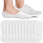 Eedor Women's 6 Pack Thin No Show Socks Non Slip Flat Boat Line White