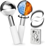 Spinning Ice Globes for Face with Cooling Eye Pad attached, Unbreakable Stainless Steel Cryo Globes with Carry Case, Ideal Esthetician Supplies Cryo Sticks for Face & Eyes