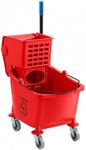 Commercial Mop Bucket with Wringer on Wheels | Red 35 Qt