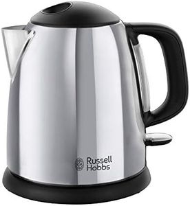 Russell Hobbs Victory 24990-70 Small Kettle [1.0 L] Polished Stainless Steel (2400 W, Quick Boil Function, Removable Limescale Filter, External Water Level Indicator, Small Travel Kettle)