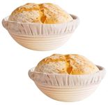 Koackl Set of 2 Round 8.5 inch Bread Banneton Proofing Basket with Linen Cover Bread Brotform Perfect for Baking Dough with Rising Pattern