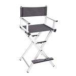 GreenLife® Makeup Chair Directors Chair 30" Height Protable Aluminum frame Professional Foldable Alloy Tall Lightweight for Home Commercial Face Painting makeup Artist Makeup Chair without Storage bag (Silver, Chair Only)