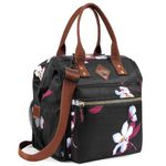 Lunch Bag for Women, Leak-Proof Lunch Box Thermal Lunch Tote with Shoulder Strap for Adults for Work Picnic Outdoor, White Flowers