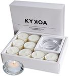 KYKOA Jasmine Premium Scented Candle Set with 16 Tea Light Candles and a Holder - Soy Wax Tealight Candles, 4 Hours Burn - Luxurious Candle with Plastic Cup NonFlammable and Elegant Candle Holder