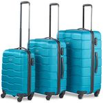 VonHaus Suitcase Set, Teal 3pc Lightweight Wheeled Luggage, ABS Plastic Carry On or Check in Travel Case, Durable Hard Shell w/ 4 Spinner Wheels, Built in Lock & Handle, Small/Medium/Large Holdall