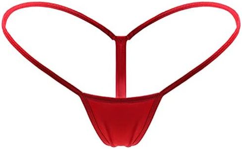 Mbotnee Women's G-Strings Micro Thongs Tiny Panties Underwear, Red, Medium