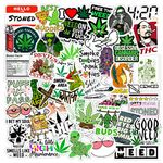 CodersParadise Pack of 53 Laptop Sticker for Stoners, Weed, Marijuana - Stickers for Laptop, Journal, Bike Helmet, Diary, Guitar, Mobile - Waterproof, Glossy Laminated