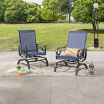LOKATSE HOME Patio Rocking Bistro Chairs Outdoor Dining Seating Armchair Metal Furniture with Textilene Mesh, Set of 2, Blue