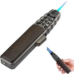 Brightfire Rechargeable Torch Lighter, Big Jet Butane Torch Lighters, Windproof Straight Torch Blue Flame Lighter, Turbine Jet Lighter Torch Heavy Duty Bright Fire Lighter (Black)