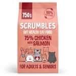 Scrumbles All Natural Dry Cat Food With 75% Chicken and Fresh Salmon, High Protein Food for Adults And Seniors, 750 g