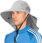 SUN CUBE Wide Brim Sun Hat with Neck Flap, Fishing Hiking for Men Women Safari, Neck Cover for Outdoor Sun Protection UPF50+ | Light Gray