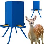 Prolee 50-80lbs Deer Feeder,Weatherproof Gravity Deer Feeders with 4 Feeding Tray and 4-Leg Stand,Heavy Duty Metal Game Feeder for Deers and Wildlife (Blue)