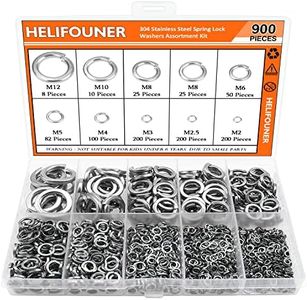 900 Pieces 304 Stainless Steel Spring Lock Washers for Screws Bolts, HELIFOUNER Lock Washers Assorted Kit, Stainless Steel Lock Washers, Lock Metal Washers (M2 M2.5 M3 M4 M5 M6 M8 M10 M12)