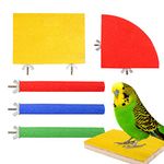 Heyu-Lotus 5 Pack Bird Parrot Perches, Natural Wood Bird Perch Stand Platform Paw Grinding Stick Set Bird Cage Accessories for Small Parakeets, Cockatiels, Budgies, Conures