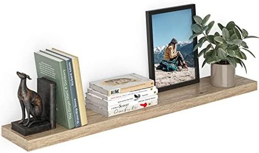 Ballucci Floating Shelf, 48" Wood Wall Shelf with Invisible Brackets for Bathroom, Living Room, Bedroom, Kitchen, Nursery, 8" Deep, Oak Finish