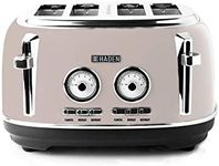 Haden Jersey Toaster – Retro Electric Stainless-Steel Toaster with Reheat and Defrost Functions – 1370-1630W, 220-240V, 4 Slice, Putty