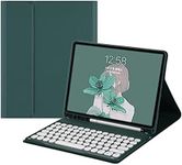 Colour Keyboard for iPad 6th 5th Generation 9.7 inch iPad Air 2 Keyboard Case Cute Round Key Wireless Detachable Magnetically Keyboard Cover with Pencil Holder for iPad 6 iPad 5 (iPad5/iPad6/Air/Air2, DarkGreen)