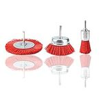 Tuabyem 3 Piece Nylon Filament Abrasive Wire Brush Wheel & Cup Brush Set with 1/4 Inch for Removal of Rust/Corrosion/Paint