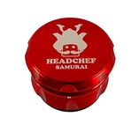 Headchef Samurai Metal Herb and Spices Grinder with Sifter Scraper – 4 Piece Grinder, 55mm (Red)