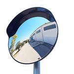 SNS SAFETY LTD Convex Traffic Safety Mirror for Driveways, Warehouses, Garages and Offices, Black (Diameter 45 cm, with Pole Bracket 48 mm)