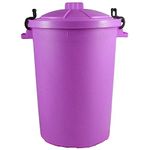 Easy Shopping 85 Litre 85L Extra Large Colour Plastic Dustbin Garden Bin Clip on Locking Lid Heavy Duty for Rubbish Recycle Waste Animal Feed Storage Unit (Purple)