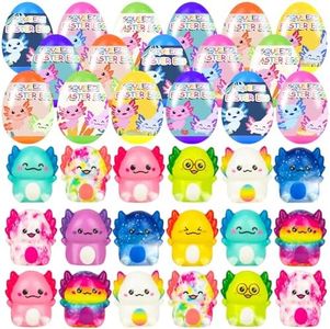 24 Pack Prefilled Easter Eggs with Slow Squishy Toys Axolotl Toy Easter Eggs Filled for Kids Boys Girls Easter Basket Stuffers Party Favors Easter Egg Fillers Hunt