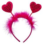 Lux Accessories Fabric Furry Heart Antenna Valentine's Day Festive Headband… (HOT PINK)