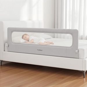 TodiNest Folding Bed Rail for Toddlers, Baby Bed Rail Guard with Reinforced Anchor Safety System, Toddler Bed Rails for King Size Beds, Twin, Full, Queen (Grey, 71"x21.6")