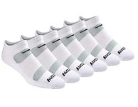 Saucony Men's 6 Pair Performance Comfort Fit No-Show Socks, White, Large