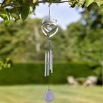 Garden Mile Crystal Heart Wind Chime For Outdoors - Durable Weatherproof Musical Wind Chimes for Garden, Patio 4 Aluminium Alloy Tubes Zen Garden Chimes for Outdoors (51cm, Love Heart)