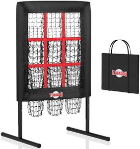 9 Hole Baseball Pitching Net, Portable & 3 Height Adjustable Softball Baseball Pitcher Training Equipment for Hitting and Pitching Practice Actual Strike Zone- Standard Size