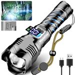 WholeFire LED Rechargeable Torch, Extremely Bright 150000 Lumens, IP65 Waterproof Torch, Battery Operated, USB for Outdoor Emergencies, Camping