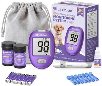 LinkSun Pet Glucose Monitor Kit, 100 Strips+Lancets, For Dogs, Cats, Rabbit