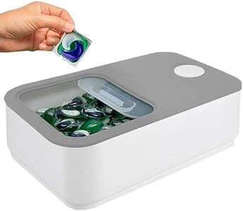 Skywin- Laundry Pods Container Push Open with Grey Lid, Laundry Pod Holder 15x8.7x4.5 In, Holds 11 Pounds, Fits 2 Bottles of Detergent,120-150 Pods, Laundry Pod Container, Dishwasher Pods Container