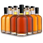 Danmu Art 12 x 375ml Glass Bottles with Cork Stopper Lids for Gin Liqueur Spirits Glass Container - Transparent Thick Glass,Black Lids (12)